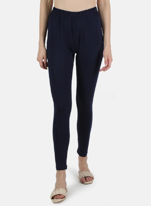 Designer Women's Fashion Online Women Navy Blue Plain Legging