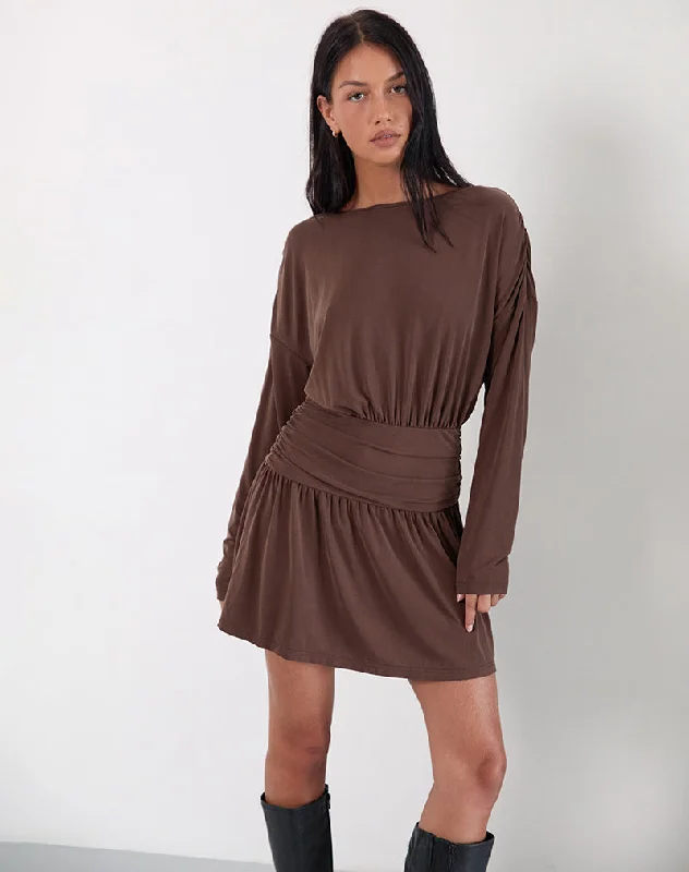 Women's Fashion Clothing Sanuli Mini Dress In Bitter Chocolate