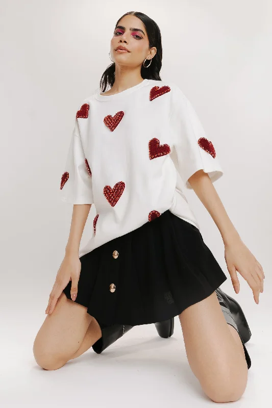 Online Boutique Clothing Heart Eyes For You White Oversized Tee