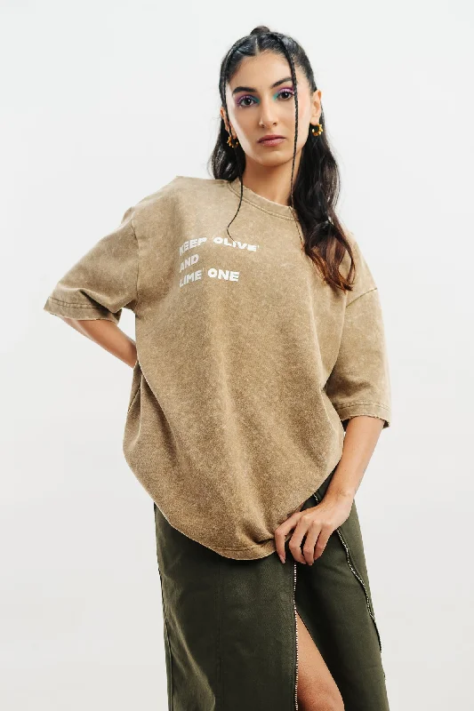 Sales For Clothes Olive Acid Wash Oversized Tees