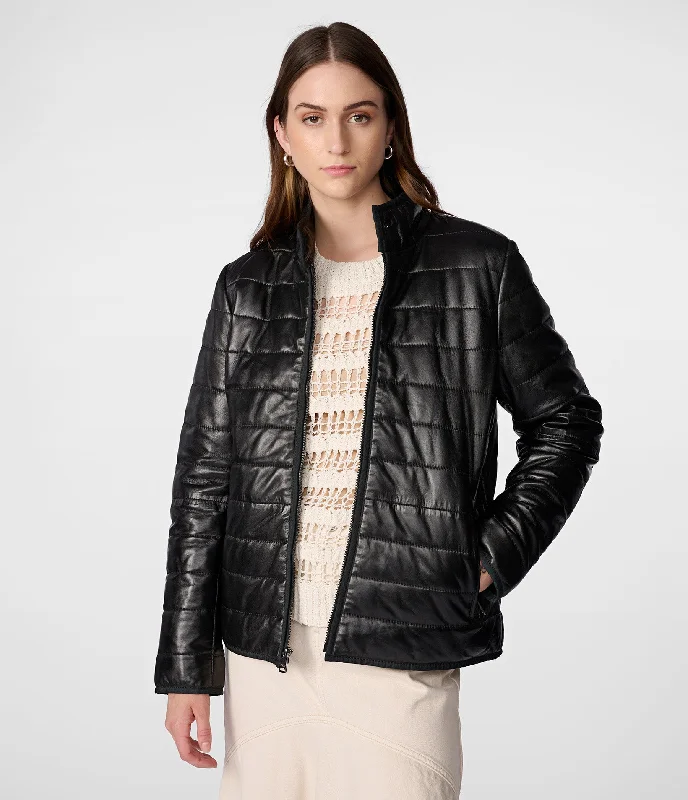 Comfortable Casual Wear Katrina Leather Packable Puffer Jacket