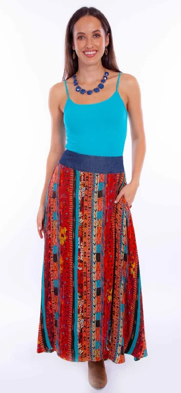 Seasonal Women's Fashion Trends Scully Womens Southwestern Patchwork Santa Fe 100% Rayon Skirt