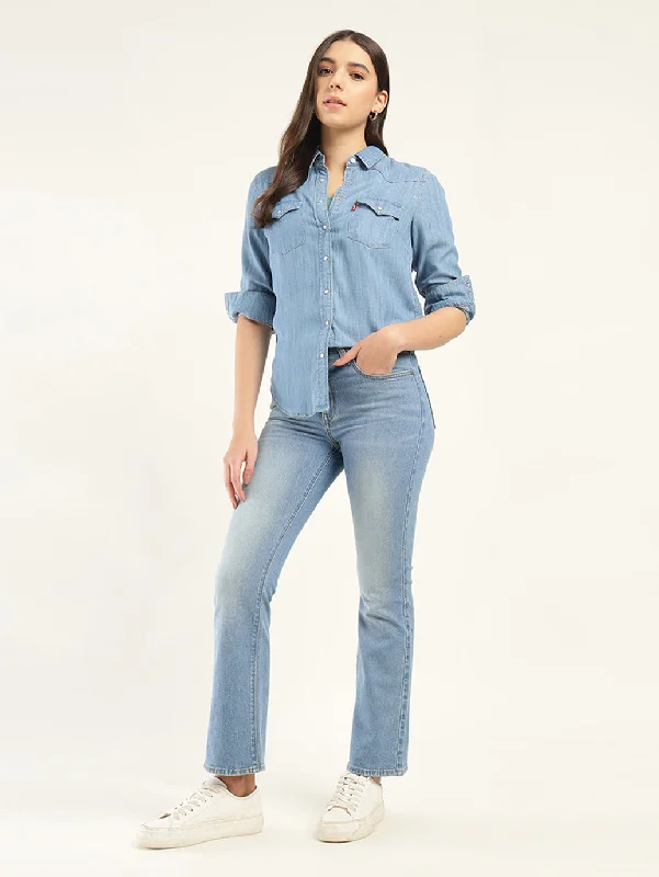 Women's Casual Wear Outfit Women's High Rise 725 Slim Bootcut Fit Blue Jeans