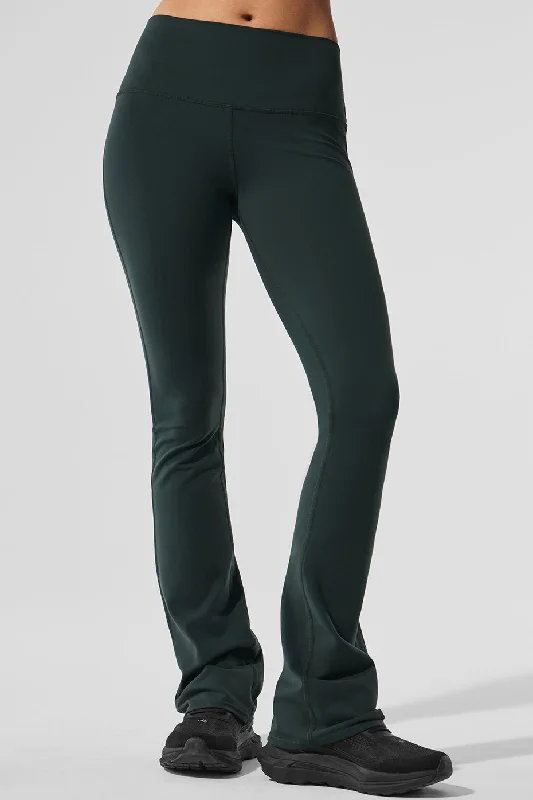 Online Boutiques Affordable Airbrush High-Waist Bootcut Legging - Charcoal Green