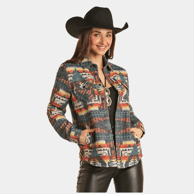 Women's Clothing For Work Rock & Roll Denim Plaid Jacket