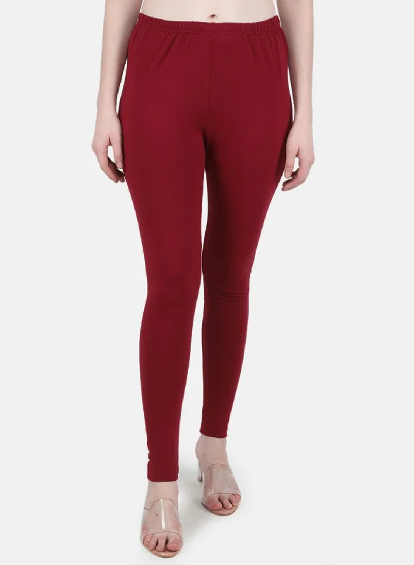 Women's Clothing Brands Women Maroon Solid Legging