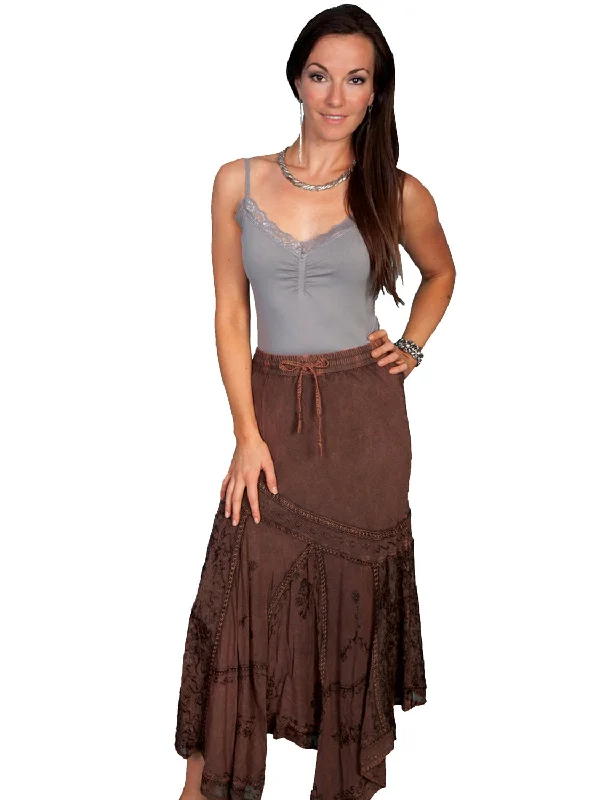 Women's Athletic Outfit Scully Honey Creek Womens Multi-Fabric Skirt Copper 100% Rayon Long XL