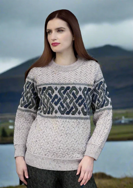 Women's Clothing Sale Online Aran Crafts Unisex Jacquard Sweater | Oatmeal