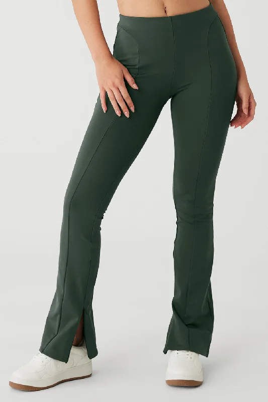 Women's Holiday Outfit High-Waist Zip It Flare Legging - Dark Cactus