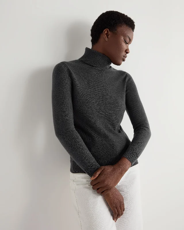 Clothes Of Woman Women's Luna Turtle Neck Cashmere Sweater Anthracite Grey