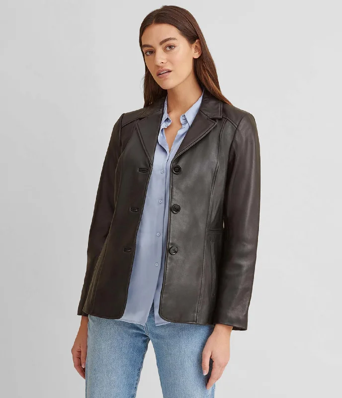 Women's Clothing for Every Occasion Notch Collar Leather Jacket