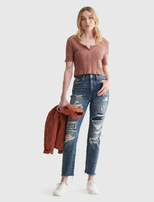 VIP Member Discount Lucky Brand Womens High Rise Drew Mom Jean