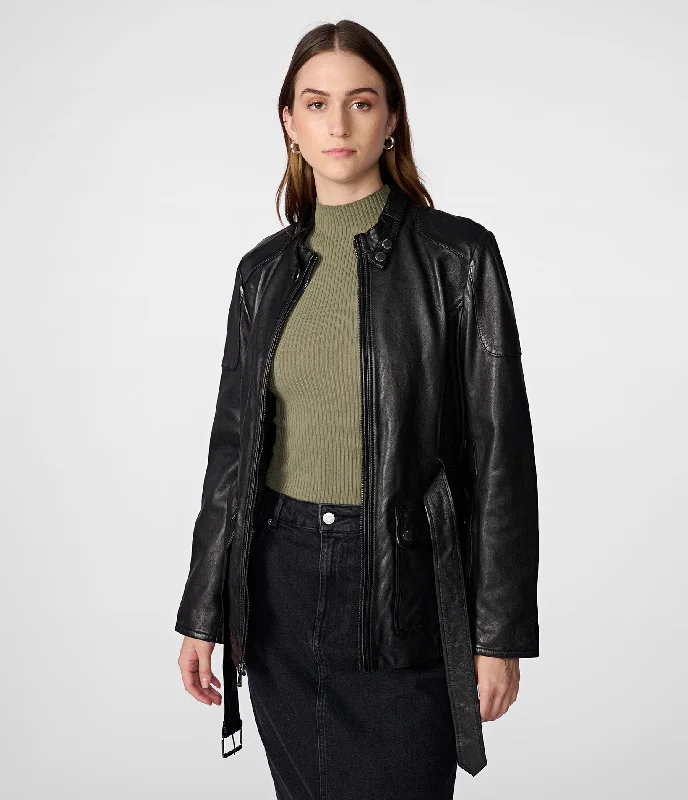 Sale On Clothing Lauren Long Belted Leather Jacket