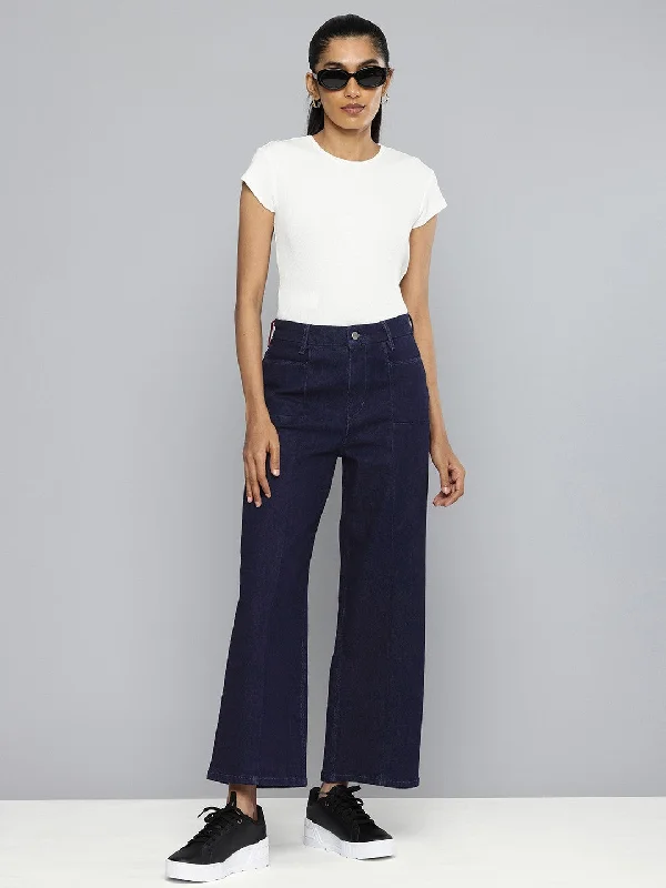 Women's Classic Attire Women's High Rise Navy Wide Leg Jeans