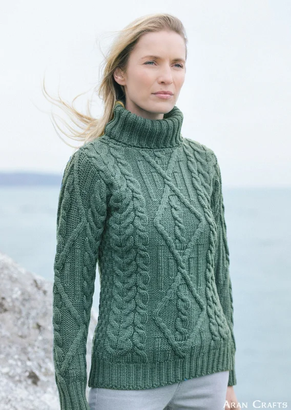 Exclusive Online Sale Aran Turtle Neck Sweater | Green