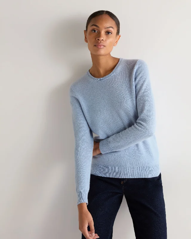 Women's Clothes Women's Evie Classic Round Neck Cashmere Sweater Sea Mist Blue