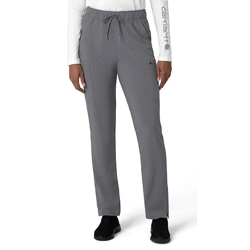 Stylish Women's Clothing Carhartt Women's Force Cross Flex 7-Poket Cargo Scrub Pant_Pewter