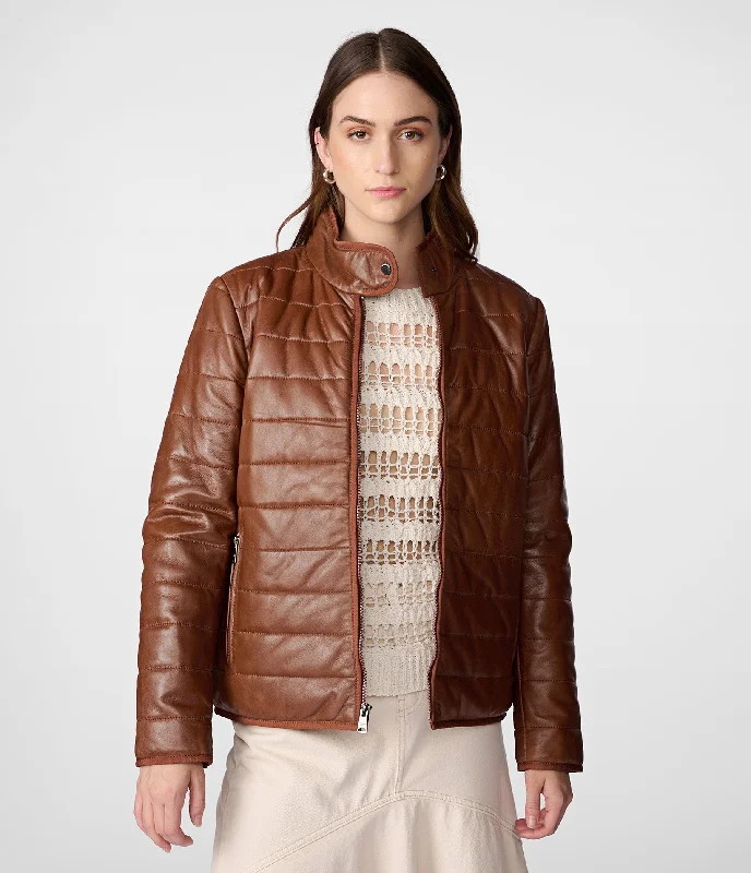 Casual Fashion for Women Katrina Leather Packable Puffer Jacket