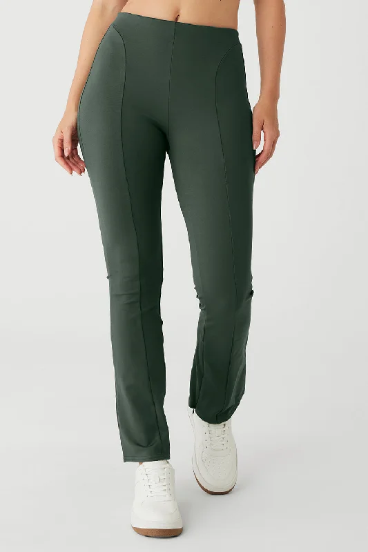 Women's Vacation Outfit High-Waist 7/8 Zip It Flare Legging - Dark Cactus