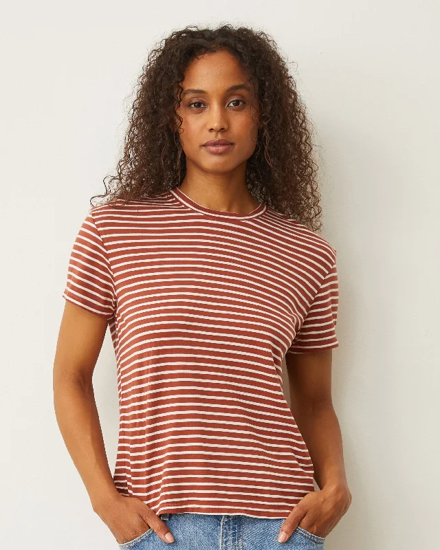 Women's Clothing Stores Stripe Basic Crew Neck Tee