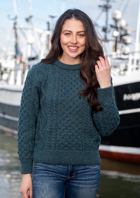 Affordable Women's Clothing Inis Mor Aran Sweater | Green