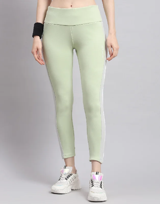 Women's Fashion Clothing Women Green Solid Regular Fit Legging