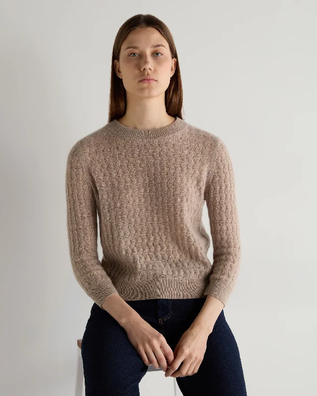 Women's Formal Clothes Women's Moving Rib Cashmere Sweater Oatmeal Brown