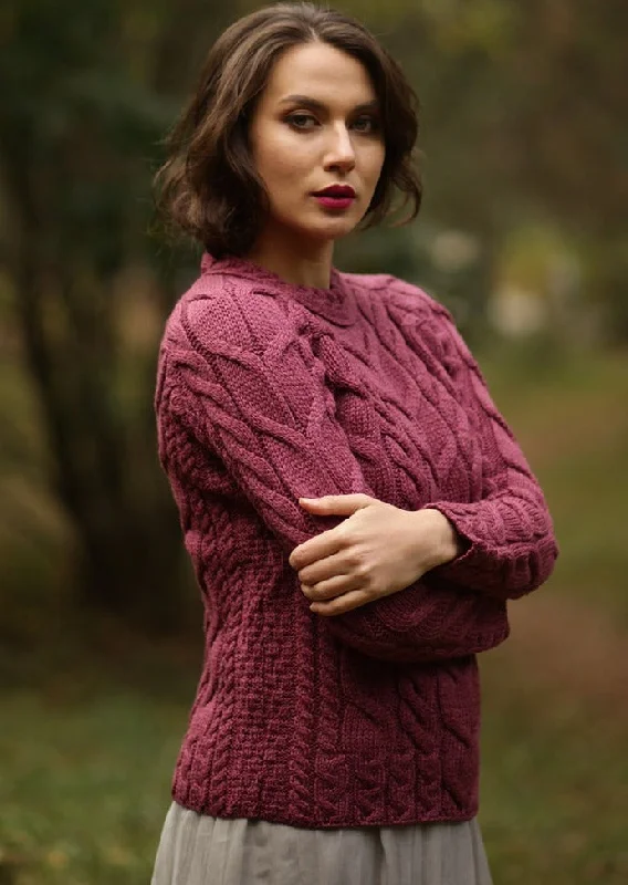 Big Sale Event Listowel Ladies Aran Cabled Sweater | Raspberry