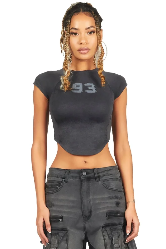 Luxury Women's Fashion Kaisyna Black Crop T-Shirt