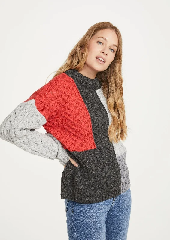 Seasonal Women's Fashion Trends Cobh Aran Patchwork Sweater