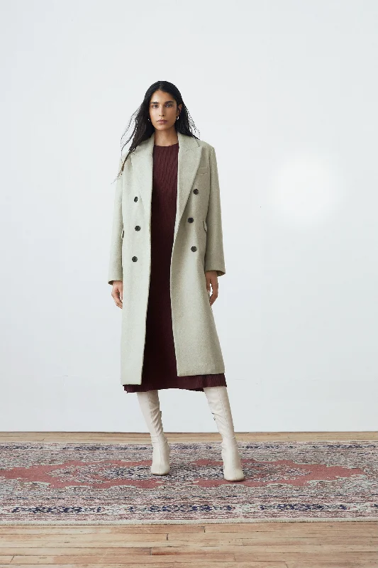 Clothing Sales The Frances Recycled Wool Topcoat in Light Greige