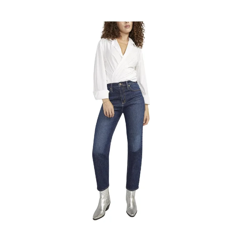 Women's Contemporary Clothing Silver Jeans Women's Highly Desirable High Rise Slim Straight Leg Jeans - Indigo - ONLINE STORE CREDIT/EXCHANGE ONLY