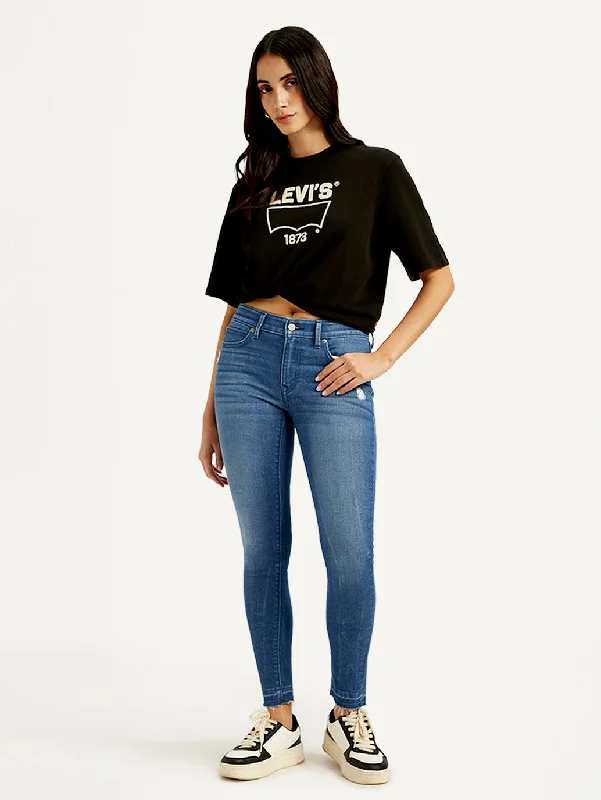 Women's High-Fashion Outfit Women's Mid Rise 711 Skinny Blue Jeans