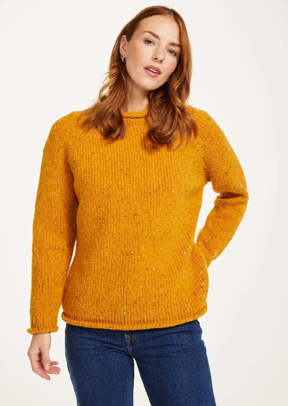 Women's Elegant Clothes Ladies Donegal Roll Neck Sweater | Sunflower