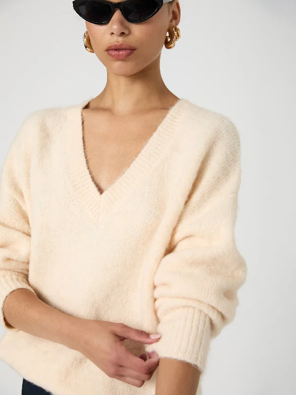 Flash Sales This Week Fluffy Knit V Neck Oversized Sweater