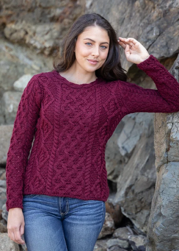 Women Online Clothing Boutiques IrelandsEye Lambay Aran Sweater | Claret