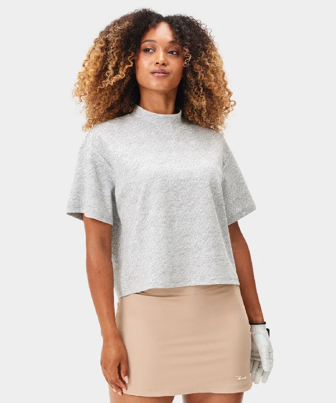 Women's Trendy Clothes Ivy Grey Crop Mock Tee