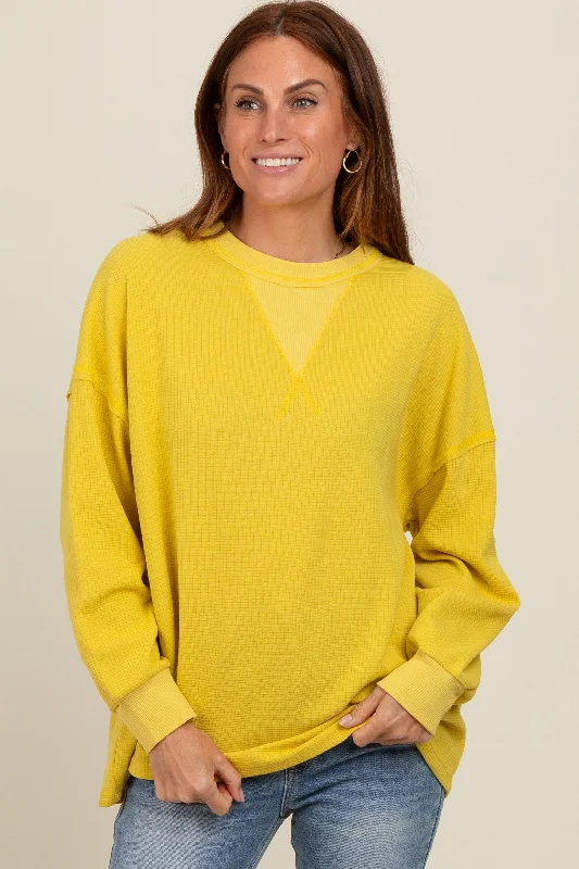 Women's Professional Apparel Yellow Waffle Knit Sweatshirt