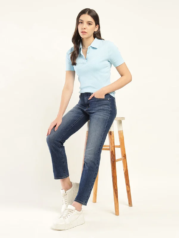 Flash Sales This Week Women's High Rise 724 Slim Straight Fit Blue Jeans