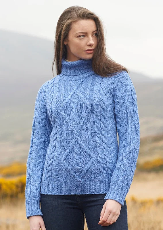 Women's Clothing For Casual Outings Aran Turtle Neck Sweater | Blue