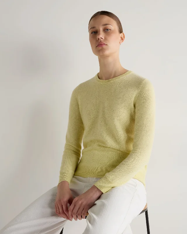 Women's Versatile Apparel Women's Evie Classic Round Neck Cashmere Sweater Granita Yellow