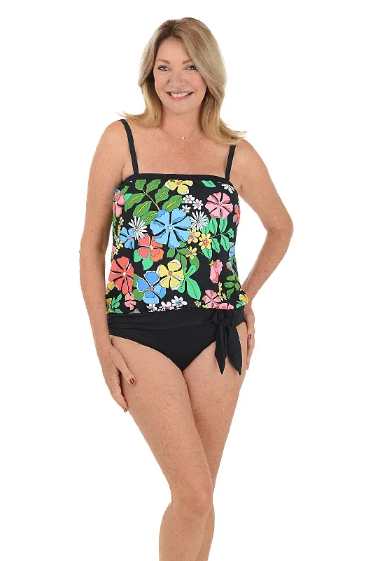 Women's Clothing for Every Season and Trend Midnight Garden Banded Blouson Tankini Top