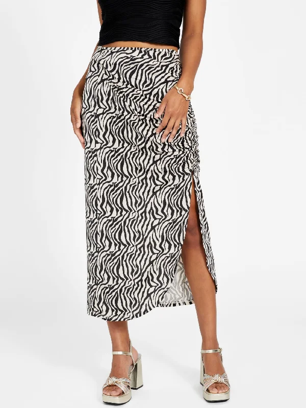 Women's Transitional Outfit Micol Printed Midi Skirt