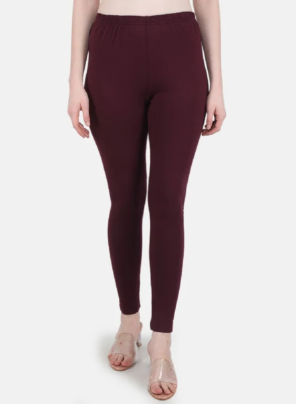 End Of Season Sale Clothing Women Maroon Solid Legging