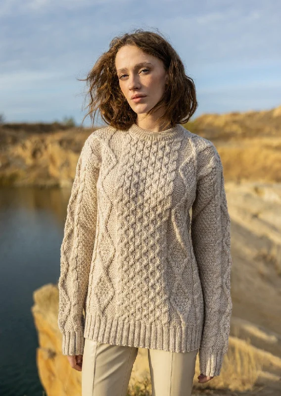 Women's High-End Clothing Heavy Weight Aran Sweater | Oatmeal