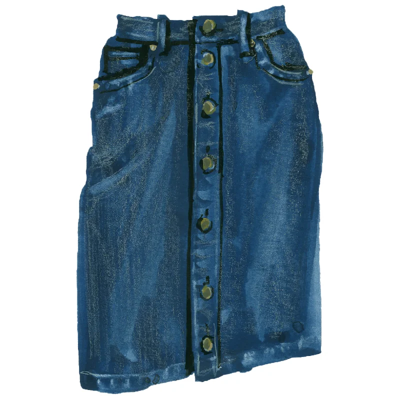 Women's Fashion Clothes Button Front Denim Skirt