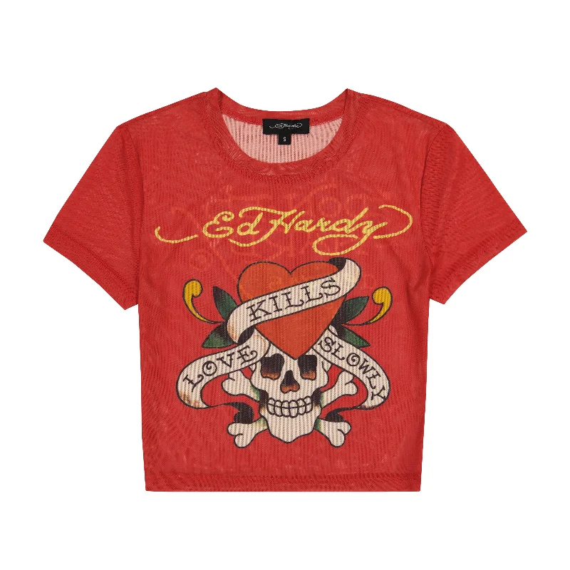 Women's Office Clothing Mesh LKS Skull Baby Tee