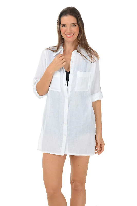 Fashionable Tops for Women Cotton Gauze Shirt Cover-Up