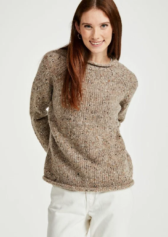 Sustainable Fashion Clothing For Women Ladies Donegal Roll Neck Sweater | Oat