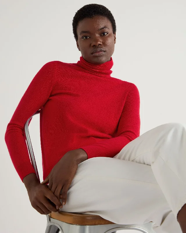 Women's Clothing Boutique Women's Luna Turtle Neck Cashmere Sweater Riding Red